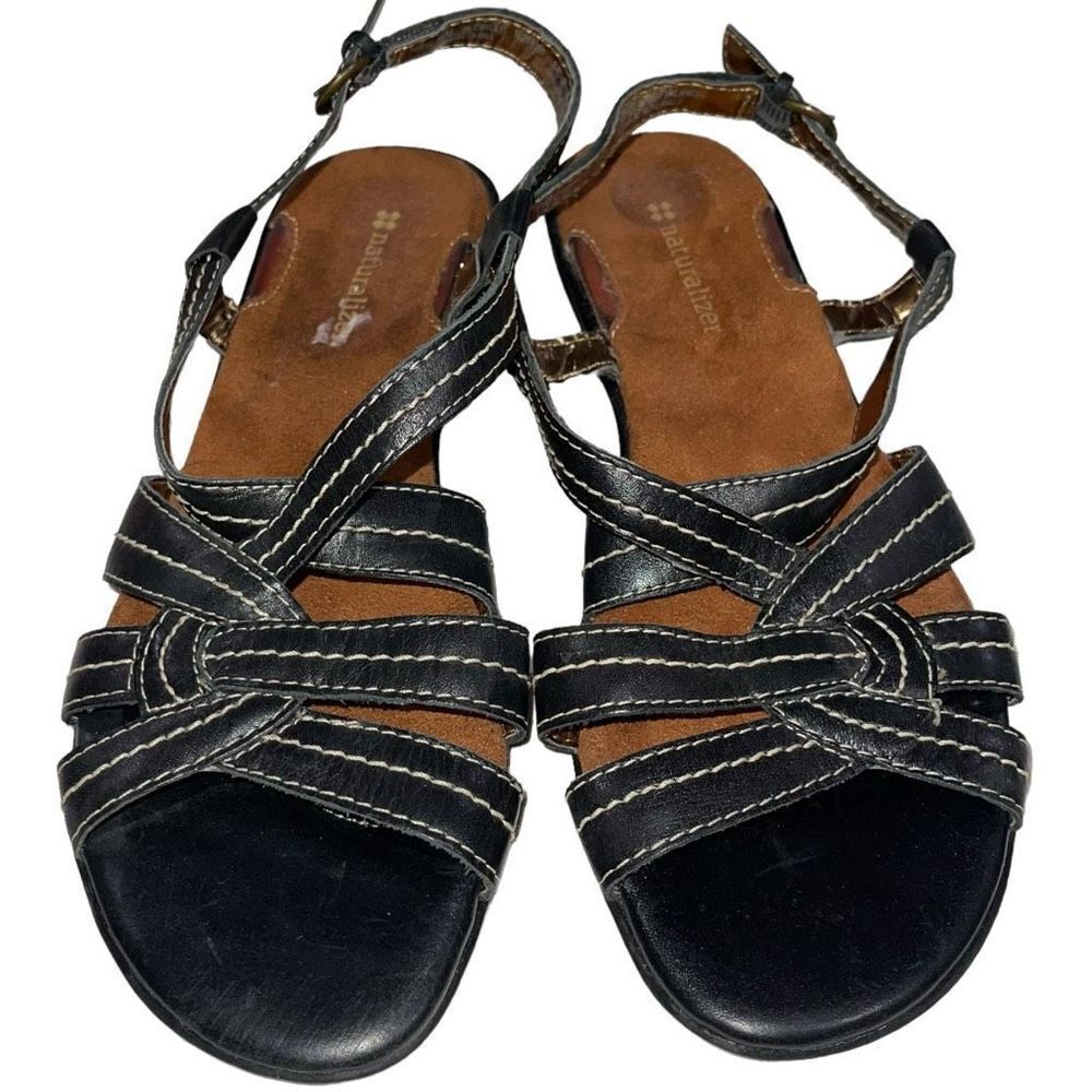 Naturalizer Black Leather Sandals -‎ Size 7.5